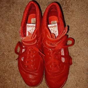 Reebok high tops red leather retro